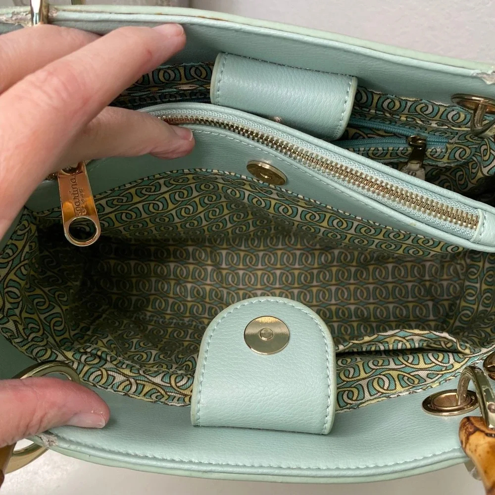 Spartina 449 Sea Salt‎ Bamboo Chic Satchel Bamboo Handle Crossbody Bag Coastal
